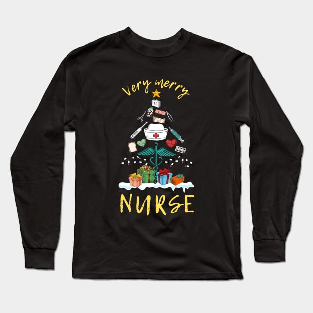 Very Merry Nurse Long Sleeve T-Shirt by KrzysztofDropin